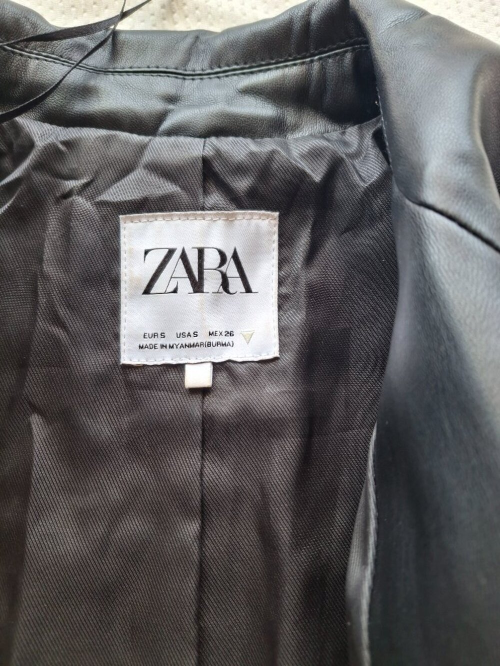 ZARA Faux Leather Blazer Jacket Black Single Button Longline Size S - Picture 4 of 8